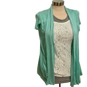 Mint Green Top With White lace Tank Size Small NEW